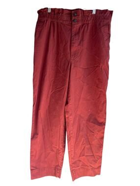 Madewell Paper Bag Size 12 Elastic High Waist Ankle Pants Straight Cut Brown